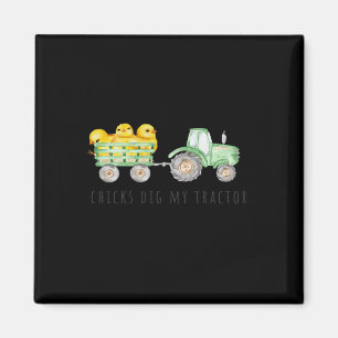 Happy Easter Day Fun Chicks Dig My Tractor Magnet