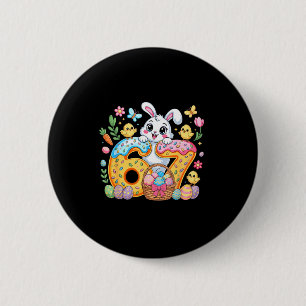 Happy easter day funny 67 bunny six seven girl kid 6 cm round badge