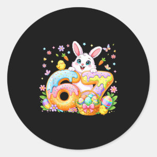 Happy Easter Day Funny 67 Bunny Six Seven Girl Kid Classic Round Sticker