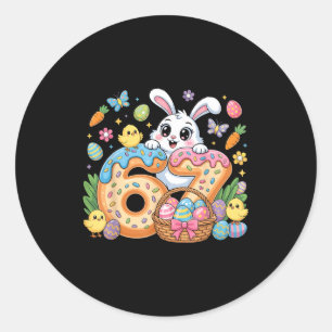 Happy easter day funny 67 bunny six seven girl kid classic round sticker