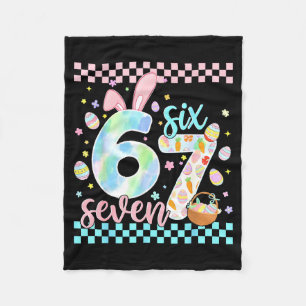 Happy easter day funny 67 six seven bunny eggs boy fleece blanket