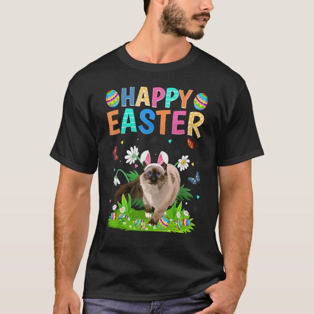 Happy Easter Day Funny Balinese Cat Easter Sunday T-Shirt (Front)