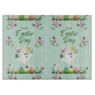 Happy Easter day- Funny Bunny And Eggs Easter      Cutting Board