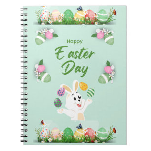 Happy Easter day- Funny Bunny And Eggs Easter      Notebook