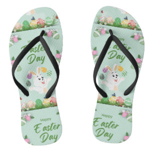 Happy Easter day- Funny Bunny And Eggs Easter      Thongs