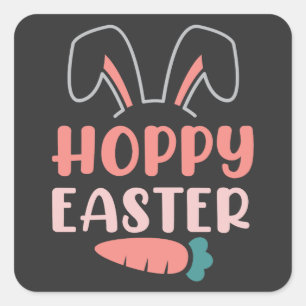 Happy Easter Day - Funny Bunny Cute Square Sticker