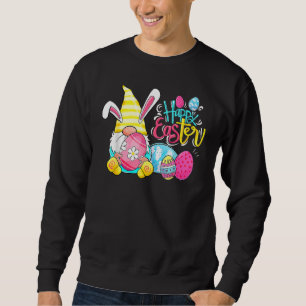 Happy Easter Day Funny Bunny Gnome Rabbit Eggs Hun Sweatshirt