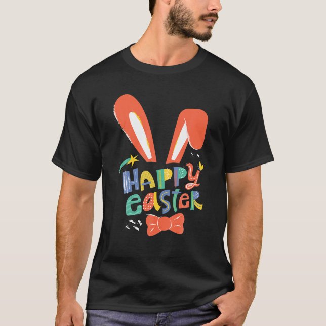 Happy Easter Day Funny Bunny Rabbit Ears Rabbit Co T-Shirt (Front)