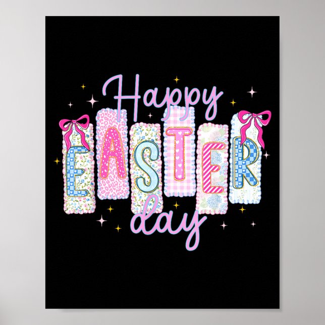 Happy Easter Day Funny Bunny Rabbit Lovers Eggs Co Poster (Front)