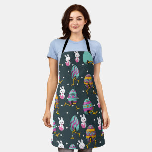 Happy Easter day- Funny Bunny Wishes Pattern       Apron