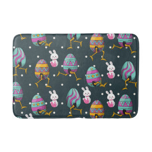 Happy Easter day- Funny Bunny Wishes Pattern Bath Mat