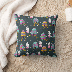 Happy Easter day- Funny Bunny Wishes Pattern Cushion