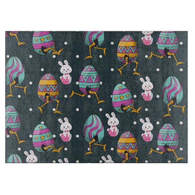 Happy Easter day- Funny Bunny Wishes Pattern       Cutting Board (Front)