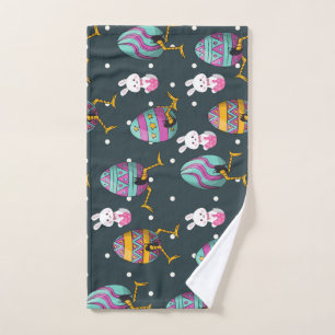 Happy Easter day- Funny Bunny Wishes Pattern Hand Towel