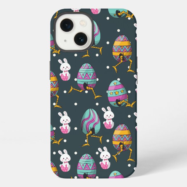 Happy Easter day- Funny Bunny Wishes Pattern       iPhone Case (Back)