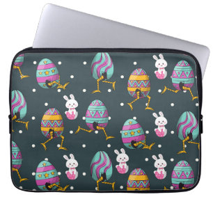 Happy Easter day- Funny Bunny Wishes Pattern       Laptop Sleeve