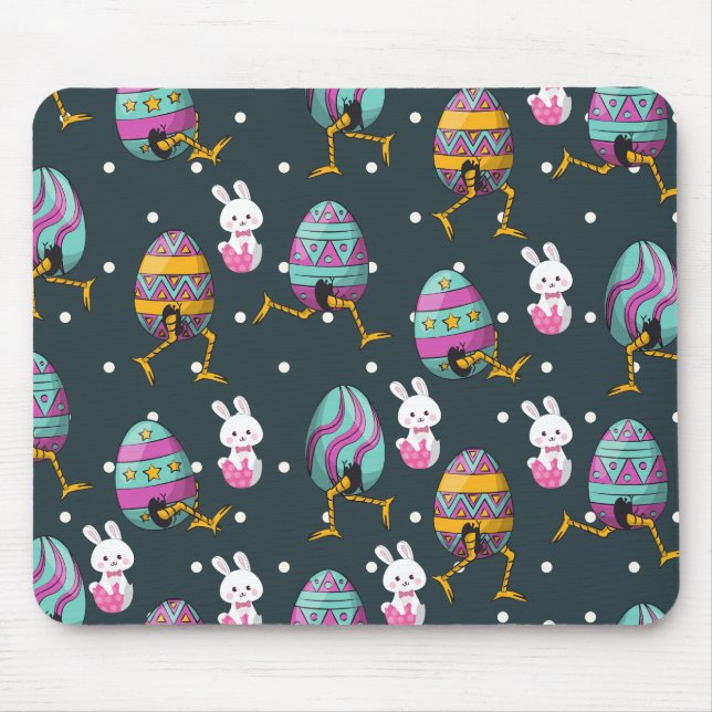 Happy Easter day- Funny Bunny Wishes Pattern      Mouse Pad (Front)