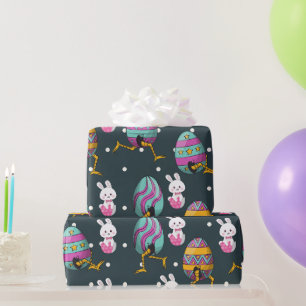 Happy Easter day- Funny Bunny Wishes Pattern Wrapping Paper