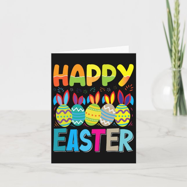 Happy Easter Day Funny Colourful Egg Hunting  Card (Front)