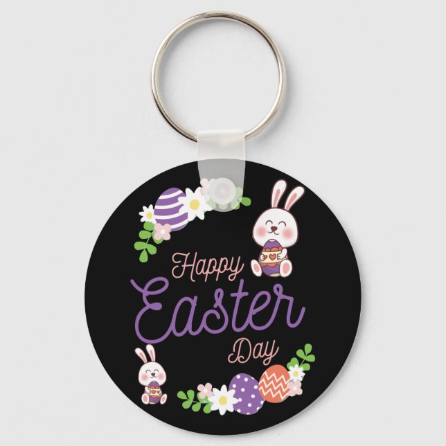 Happy Easter Day, Funny Easter Day Key Ring (Front)