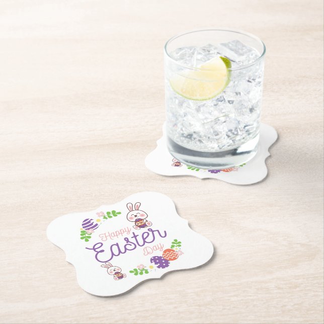 Happy Easter Day, Funny Easter Day Paper Coaster (Insitu)