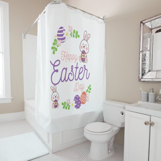 Happy Easter Day, Funny Easter Day Shower Curtain (In Situ)