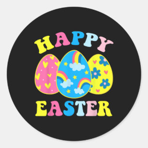 Happy Easter Day Funny Egg Hunting Easter Bunny Classic Round Sticker