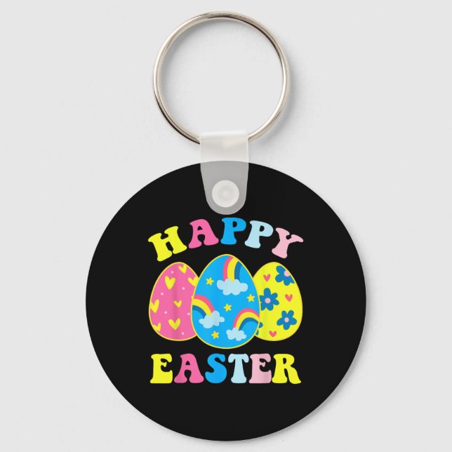 Happy Easter Day Funny Egg Hunting Easter Bunny  Key Ring (Front)