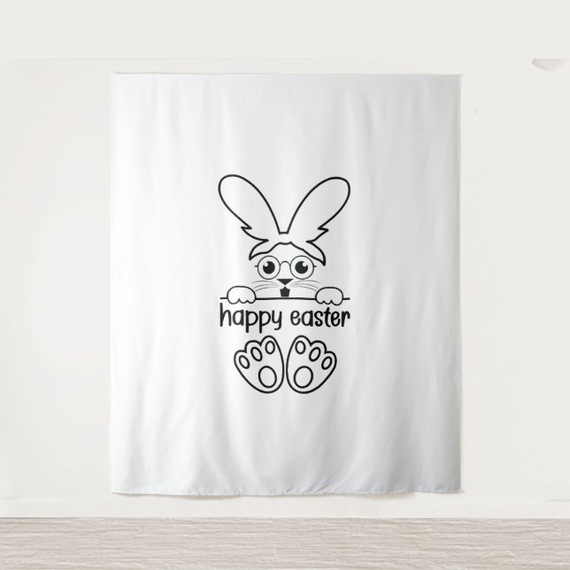 Happy Easter Day Funny Eggs Rabbit Funny T-shirt Tapestry (Front)