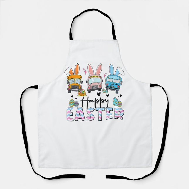 Happy Easter Day Funny School Bus Driver Life Happ Apron (Front)