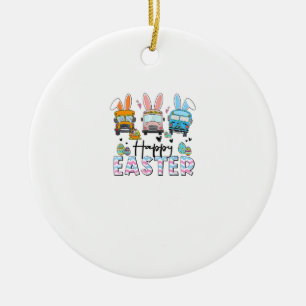 Happy Easter Day Funny School Bus Driver Life Happ Ceramic Ornament