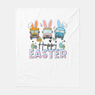 Happy Easter Day Funny School Bus Driver Life Happ Fleece Blanket