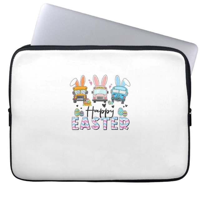Happy Easter Day Funny School Bus Driver Life Happ Laptop Sleeve (Front)