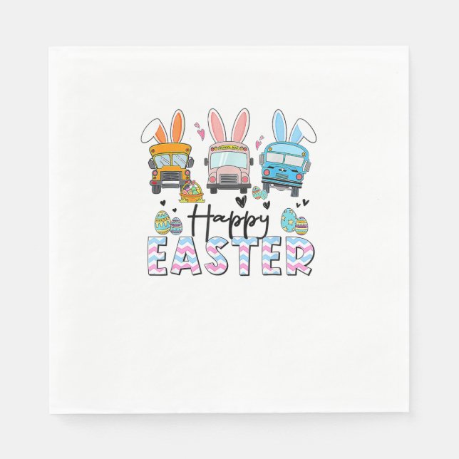 Happy Easter Day Funny School Bus Driver Life Happ Napkin (Front)