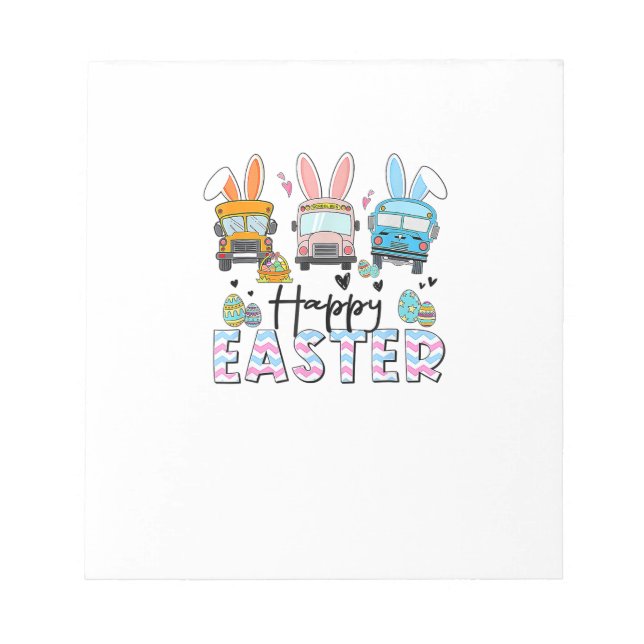 Happy Easter Day Funny School Bus Driver Life Happ Notepad (Front)