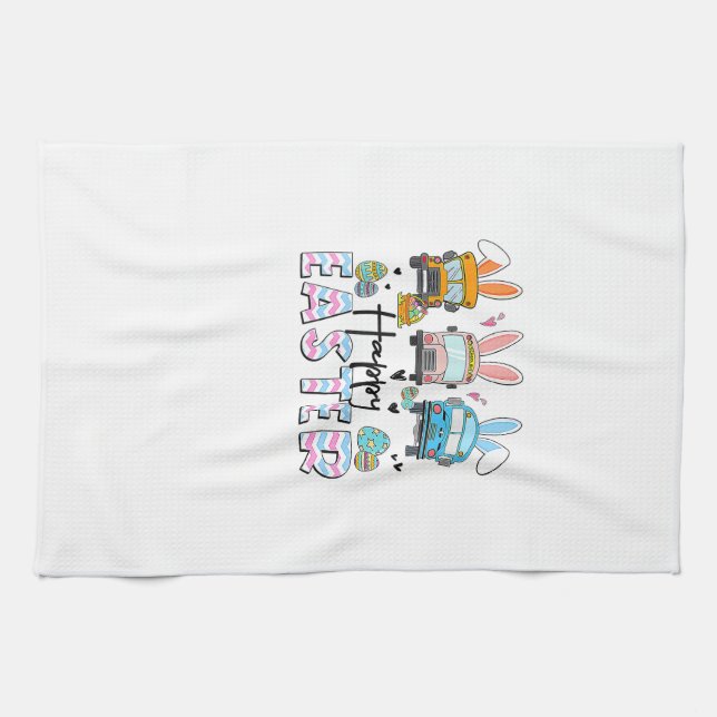 Happy Easter Day Funny School Bus Driver Life Happ Tea Towel (Horizontal)