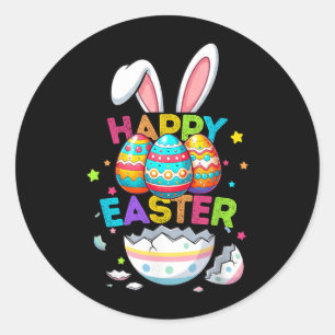 Happy Easter Day Girls Kids Boys Easter Funny Eggs Classic Round Sticker