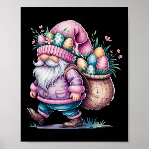 Happy Easter Day Gnome Bunny Eggs Cute Happy Easte Poster