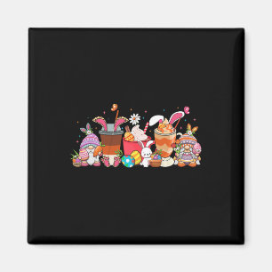 Happy Easter Day Gnome Bunny Iced Coffee Lover Lat Magnet