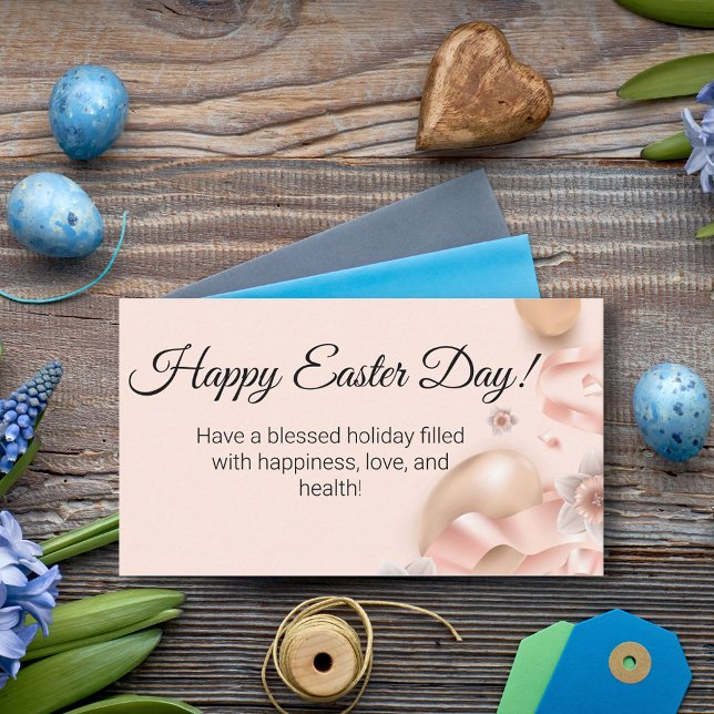happy easter day golden eggs pink background card (Creator Uploaded)