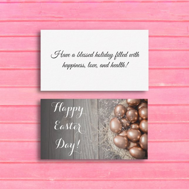 happy easter day golden eggs wood card (Creator Uploaded)