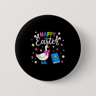 Happy easter day goose coquette bow eggs bunny 6 cm round badge