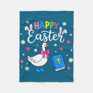 Happy easter day goose coquette bow eggs bunny fleece blanket