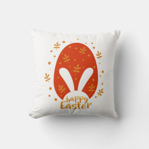 Happy easter day leaves and egg, cute easter bunny cushion