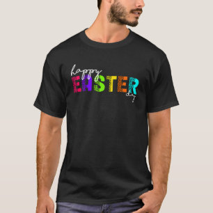 Happy Easter Day Leopard Colorful Kid Girl Boy Tod T-Shirt