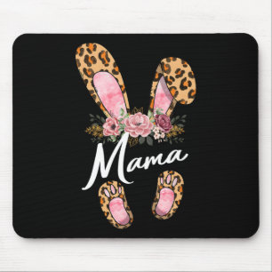 Happy Easter Day Leopard Floral Mama Rabbit Ears M Mouse Pad