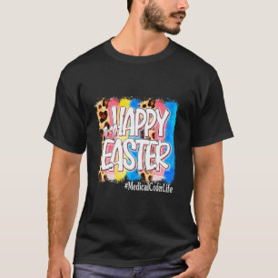 Happy Easter Day Medical Coder Life Vintage Leopar T-Shirt