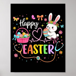 Happy Easter Day Nursing Bunny Ears Egg Nurse Poster