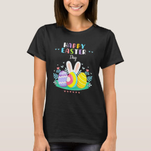Happy Easter Day Pastel Spring Eggs Hunting Bunny  T-Shirt