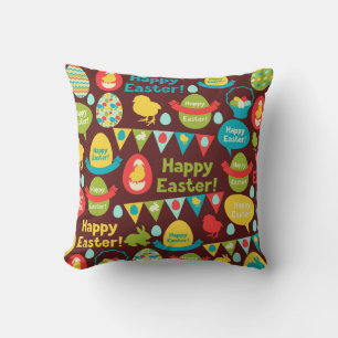 Happy Easter day- Pattern Bunny And Eggs Easter Cushion